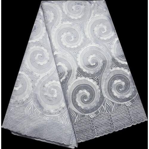 Free shipping (5yards/pc) high density African cotton lace fabric pure white Swiss voile lace fabric for party dress CLP15