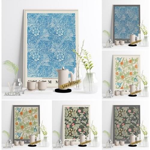 William Morris Arts Crafts Movement Exhibition Museum Poster Marigold Floral Pattern Wall Pictures Housewarming Gift Home Decor