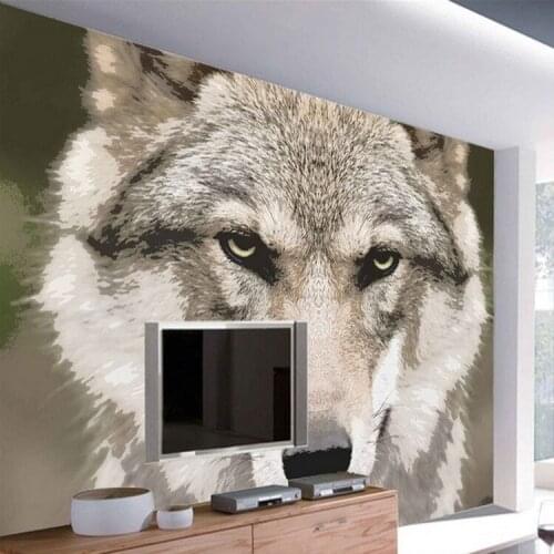 8D Papel Wolf Animal Murals 3d Animal Wallpaper Mural for Living Room Background 3d Wall Photo Murals Wall paper 3d Stickers