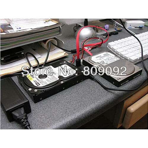 USB 2.0 to IDE SATA 2.5 3.5 Hard Drive Converter Cable with Power Adapter & Data Cable