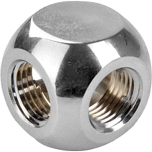 Computer Split Type Water-Cooled Spherical Three-Way Joint Brass Water-Cooled Fittings G1/4 Threaded Interface