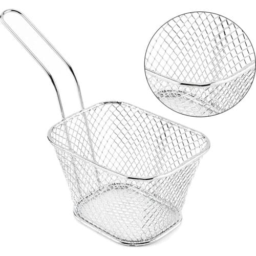 Stainless Steel Square Mesh Frying Basket French Fry Chips Net Strainer Kitchen Cooking Oil Filter