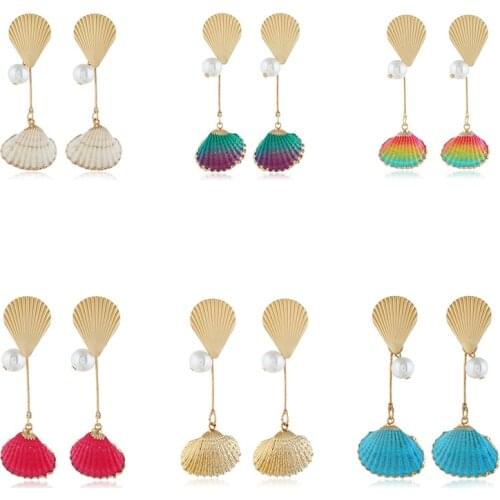 Sea Shell Drop Earrings For Women Trendy Metal Shell Dangle Earrings 2019 New Summer Beach Jewelry