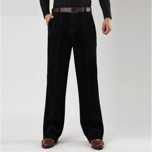 Mew arrival Winter Thick Coarse Men High Waist Loose Double Fold Cotton Corduroy Male Trousers plus size 30-35 36 38 40 42 44 46