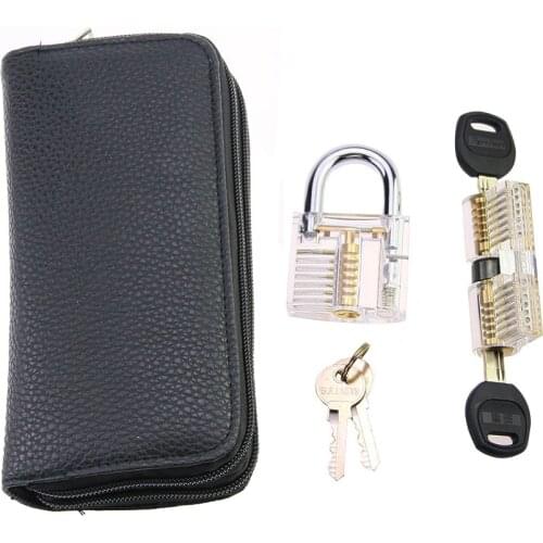 24pcs Titanium Lock Set with 2pcs Transparent Lock,Lock Practice Pick Remove Tool Kit for Professional Locksmith