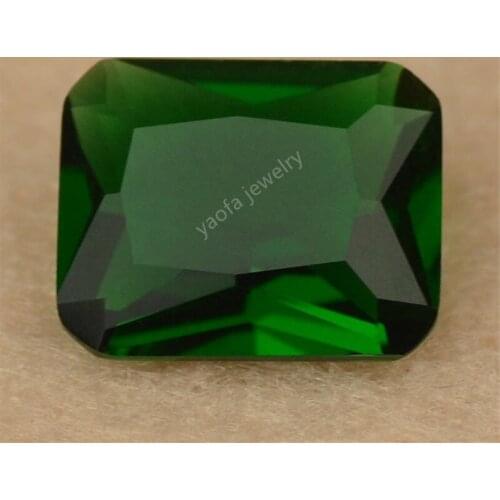Wholesale 3x5~13x18mm Dark Green Color Glass Gems Octangle Shape Baguette Cut Loose Beads Synthetic Glass Stone For Jewelry