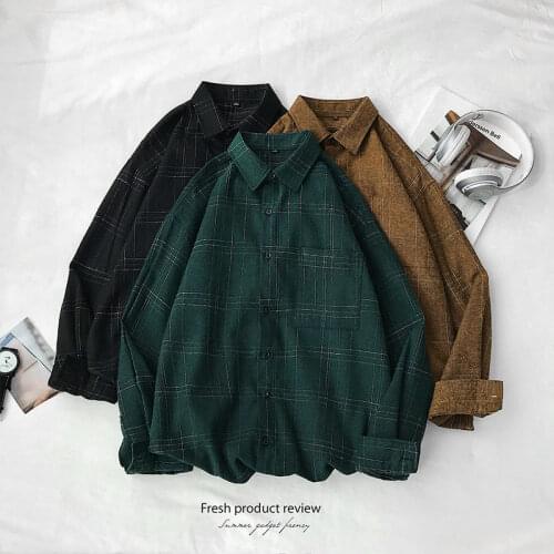 Autumn new mens lad shirt Korean version trend long-sleeved shirt port style casual loose large size coat
