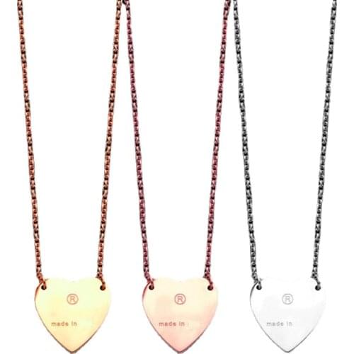 Popular Simple Womens Peach Heart Stainless Steel Necklace