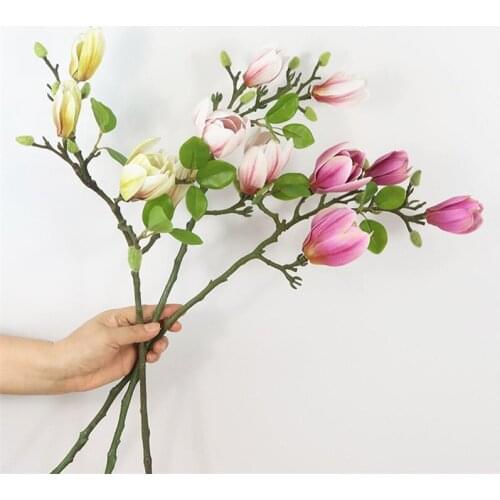 Luxury Artificial Magnolia Flower branch for home Wedding hotel Decoration fake Flowers garden decor flores