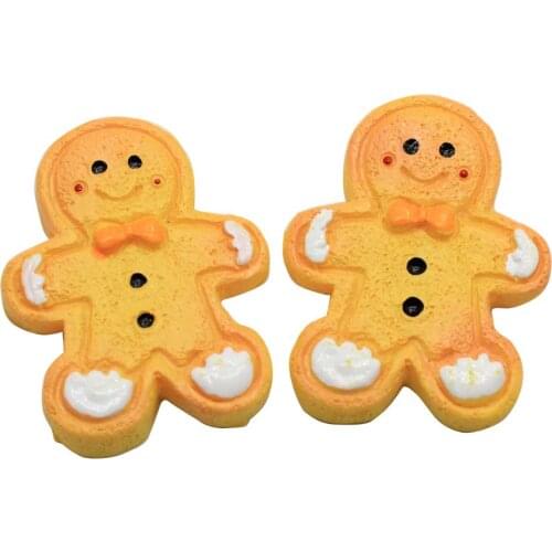 Christmas Simulation Gingerbread Man Biscuits Resin Decoration Craft Flatback Kawaii Cabochon Scrapbooking For Phone Decor