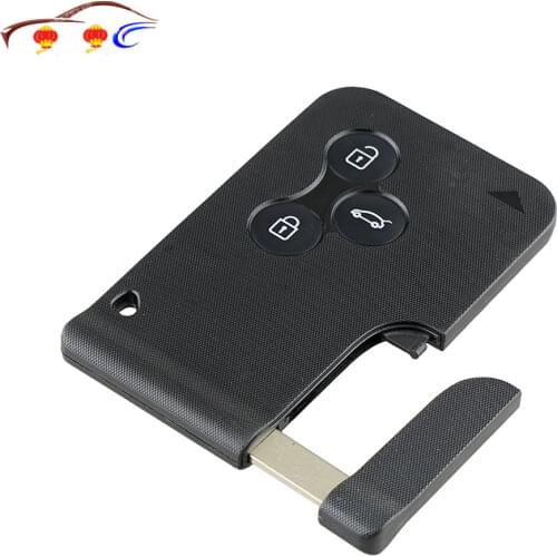 Replacement 3 Button Smart Card For Renault Clio Logan Megane 2 3 Koleos Scenic Card Case Black Car Key Fob Shell With Small Key