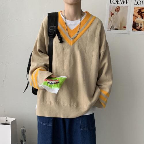 College Oversize Casual Male Clothing Mens Winter Warm Sweater Korean Streetwear Fashion Pullovers Sweater Autumn