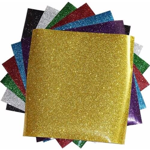 Heat Transfer Glitter Vinyl T-shirt Iron On HTV Heat Press Cutting Plotter Film Vinil Vinilo Heat Transfer 7 Sheets 10*12 Inch