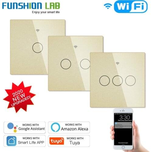 NEW Upgraded WiFi Smart RF433 Touch Switch 2/3 Way Smart Life/Tuya App Control,Alexa Google Home Voice Control EU 1/2/3 Gang