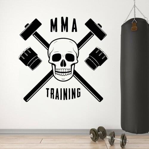 Fight Club Sports Vinyl Decal MMA Training Martial Sports Gym Bone Face Wall Stickers Art Room Wall Decoration Removable Z413