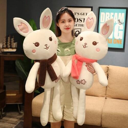 1pc 100/120CM Lovely Sakura Rabbit Plush Toys Stuffed Cartoon Rabbits with Scarf Doll Soft Pillow For Kids Girls Birthday Gifts
