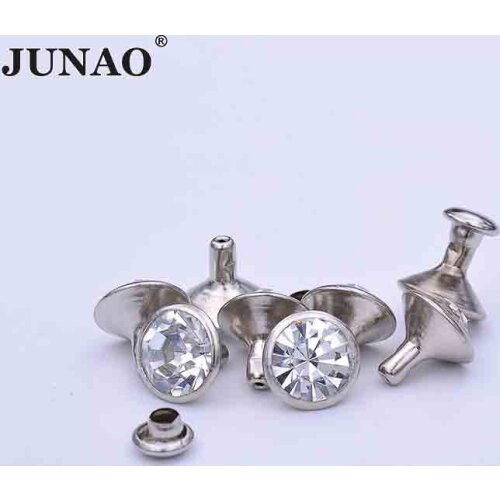 10mm 100pcs Silver Gold Color Metal Brass Spikes Studs Rhinestones Rivet Punk Decorative Rivet For Clothing Shoes Leather