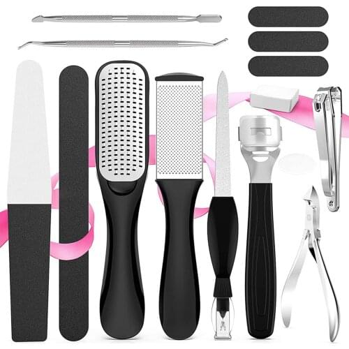 15 in 1 Professional Foot Care Kit Pedicure Tools Set Stainless Steel Foot Rasp Foot Dead Skin Remover Clean Toenail Care Kit
