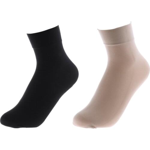 2Pairs Fashion Women Ankle Socks Warm Socks Ladies Girls Solid Color Wide Mouth Nylon Black/Nude Short Socks Autumn Winter 2020