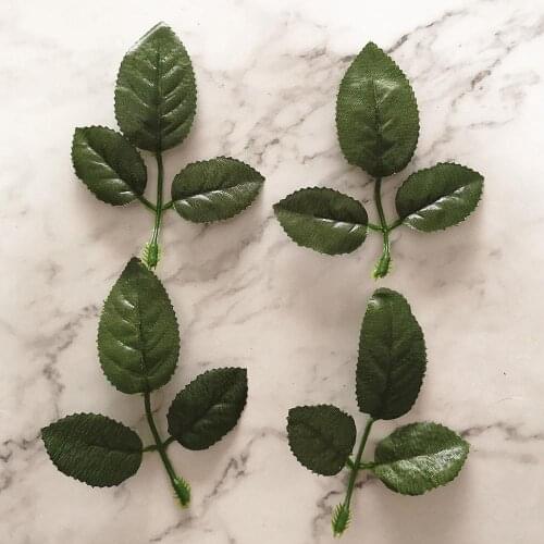 20pcs Silk Green Leaf Fake Plastic Roses Leaves Christmas Wreath Decoration For Home Wedding DIY Gifts Artificial Flowers Cheap