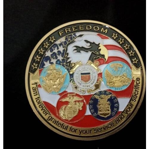 2020 Gold Plated Coin USA Navy USAF USMC Army Coast Guard American Free Eagle Totem Gold Military Medal Challenge Coin Collectio
