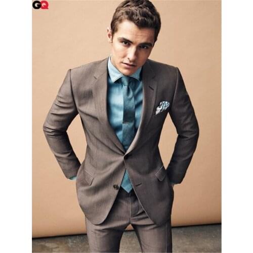 2020 Dark Gray Mens Wedding Prom Party Suits Custom Made Slim Fit 2 Pieces Groom Tuxedos Casual Blazer Terno (Jacket+Pants)