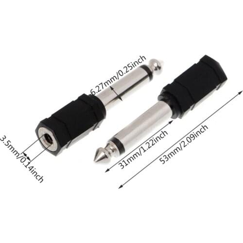3 Pcs 6.35mm 1/4" Mono Plug to 1/8" 3.5mm Jack Female Converter Adapter P82A