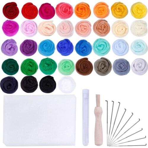 36 Colors Wool Felt Tools Handmade DIY Needle Felting Starter Kit