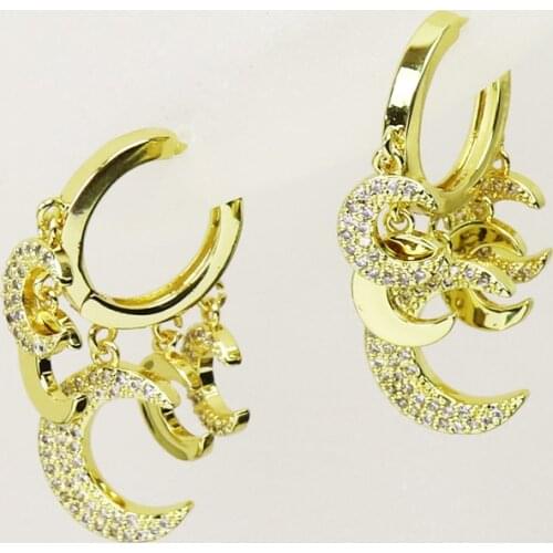5Pairs Zirconia Crescent shape Earrings Hoop earrings Fashion hoop earrings Gold color earrings Gift for women jewelry 51567