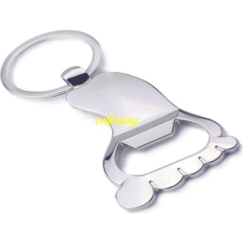500pcs/lot Fast Shipping Sole Shaped Bottle Opener Keychain Key chain Metal Key Ring Beer Bottle Opener