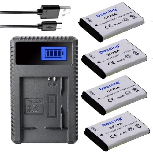 Doscing 4X BP-70A EA-BP70A IA-BP70A IABP70A Battery for SAMSUNG AQ100 DV150F ES65 ES67 ES70 ES71 ES73 ES74 ES75 ES80 MV800 ES90