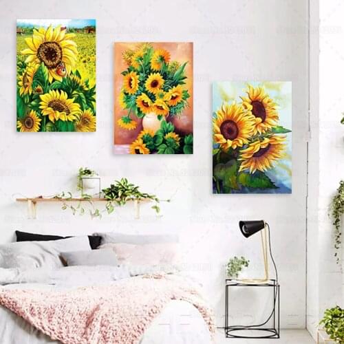 Bright Colors Sunflower Diamond Painting Sunflowers Full Drill Embroidery Cross Stitch Home Decoration