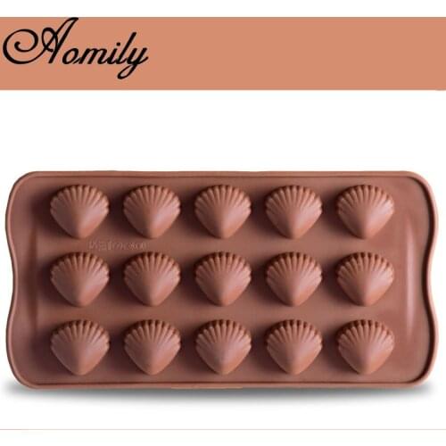 Aomily 15 Holes Shell Shaped Silicone Molds DIY Fondant Cake Mold Sugar Craft Chocolate Mold Moulds Fondant Cake Decorating Tool