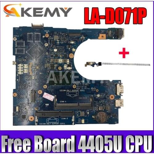 Free Board FOR Dell INSPIRON 15 5559 Laptop Motherboard AAL15 LA-D071P DDR3L CN-0PW46V 0PW46V PW46V mainboard GM 4405U CPU
