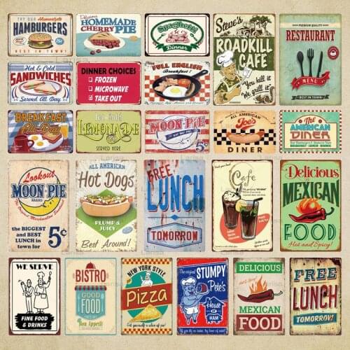 Free Lunch Tomorrow Plate Retro Metal Tin Sign Plaque Poster Wall Decor Metal Painting Wall Sticker Sign Plaque Kitchen Decor