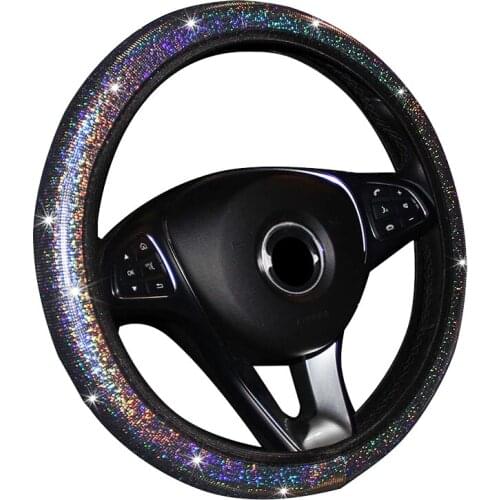 Car Steering Wheel Cover Colorful Bronzing Without Inner Ring Elastic Band Elastic Grip 37-38CM/14.5"-15" Hand Bar Protect Wrap
