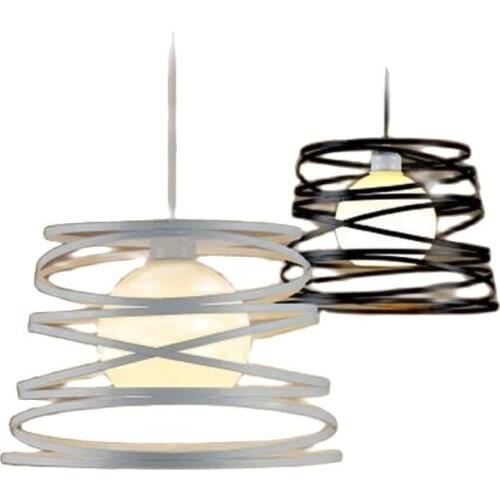 Modern Brief Fashion Black/White Iron Glass Dia 32cm Led E27 Pendant Light for Dining Room Living Room Restaurant AC80-265V 1403