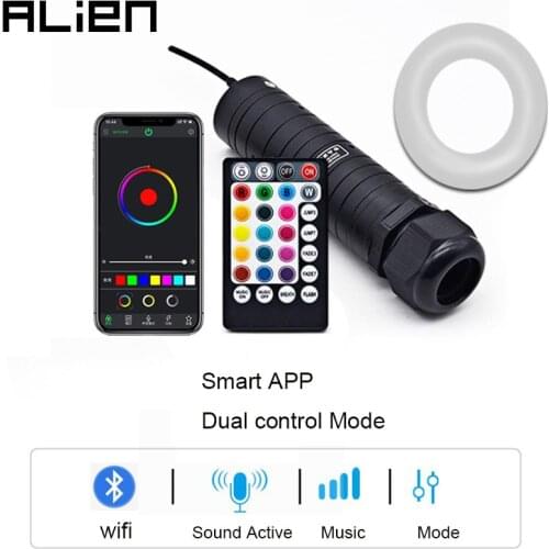 ALIEN DC12V 6W RGB Car Roof Star Lights LED Fiber Optic Star Ceiling Light 0.75mm Optical Fiber with APP Music Sound RF Control