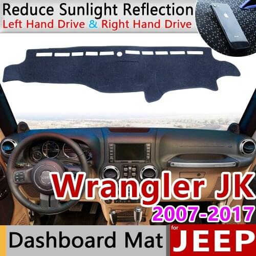 For Jeep Wrangler JK 2007~2017 Anti-Slip Mat Dashboard Cover Pad Sunshade Dashmat Accessories 2008 2009 2010 2012 2013 2015 2016