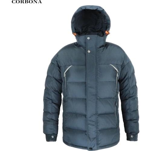 CORBONA 2021 New Mens Jacket Winter Thickening Business Casual Fashion High-Quality Parka Cotton Coat Zipper Hooded Male