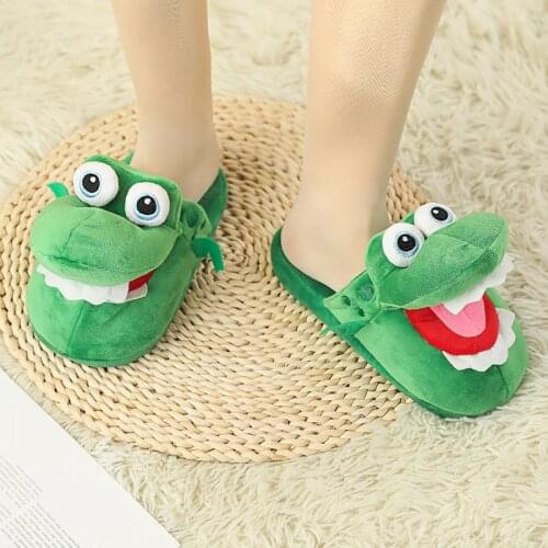 Millffy Cute cozy home indoor warm crocodile Plush open mouth alligator Slipper plus padded indoor comfortable animal Slipper