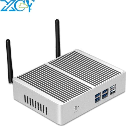 XCY Fanless Mini PC Intel Core i3-7100U i5-7200U HDMI VGA 300Mbps WiFi Gigabit Ethernet Windows 10 Linux HTPC