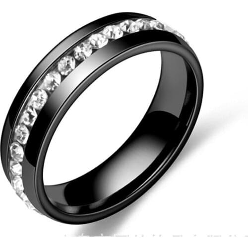 Trend fashion single row diamond stainless steel simple romantic men and women couple ring jewelry accessories wholesale