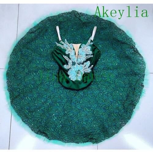 Adult Green performance tutu Ballet Stage Costume Women Pancake Tutu Ballerina Tutu Costume Dress for girls