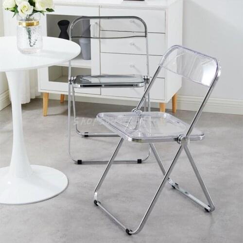Clothing Store Photo Transparent Chair Acrylic Plastic Crystal Nordic Dining Chair Folding Chair Net Red Makeup Chair