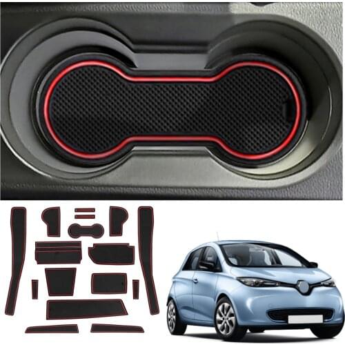 RUIYA For Zoe 2020 Car Door Groove Mat Anti-slip Slot Pads Auto Interior Organizer Decoration Accessories Red 16 Pcs