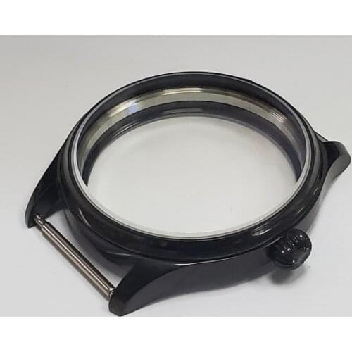 Sapphire crystal or Mineral glass 44MM 316L stainless steel watch case with Plating black fit ETA6497/6498 movement BK33-21