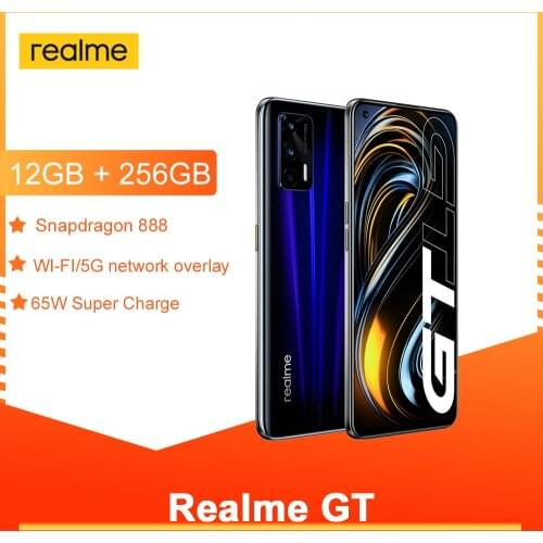 Realme GT 5G Smart Phone Snapdragon 888 NFC Android 11 120Hz 6.43'' Super AMOLED Screen 3D Glass Body 4500mAh 65W Super Charge
