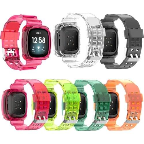 Smart Watch Wristband Wear-resistant Glacier Transparent Belt One-piece Sport Strap TPU Watch Band For Fitbit Versa3/Sense Watch