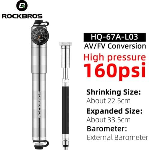 ROCKBROS Mini Portable Bicycle Pump Light Aluminum Alloy MTB Bike Air Pump Tire Inflator Schrader Presta Valve Cycling Pumps